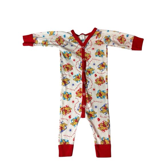 Vintage Winnie The Pooh Romper Pajamas Sleeper One Piece Sz Small 14-18 Pounds - Picture 1 of 9